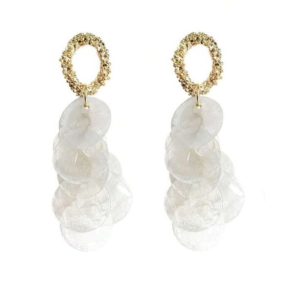 Gold and White Earrings N917 - Picture 1 of 5